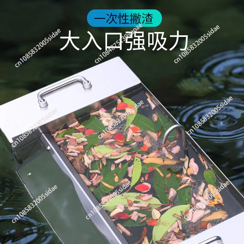 Stainless steel pool skimmer large flow floating object fish pond leaf collection device oil removal film