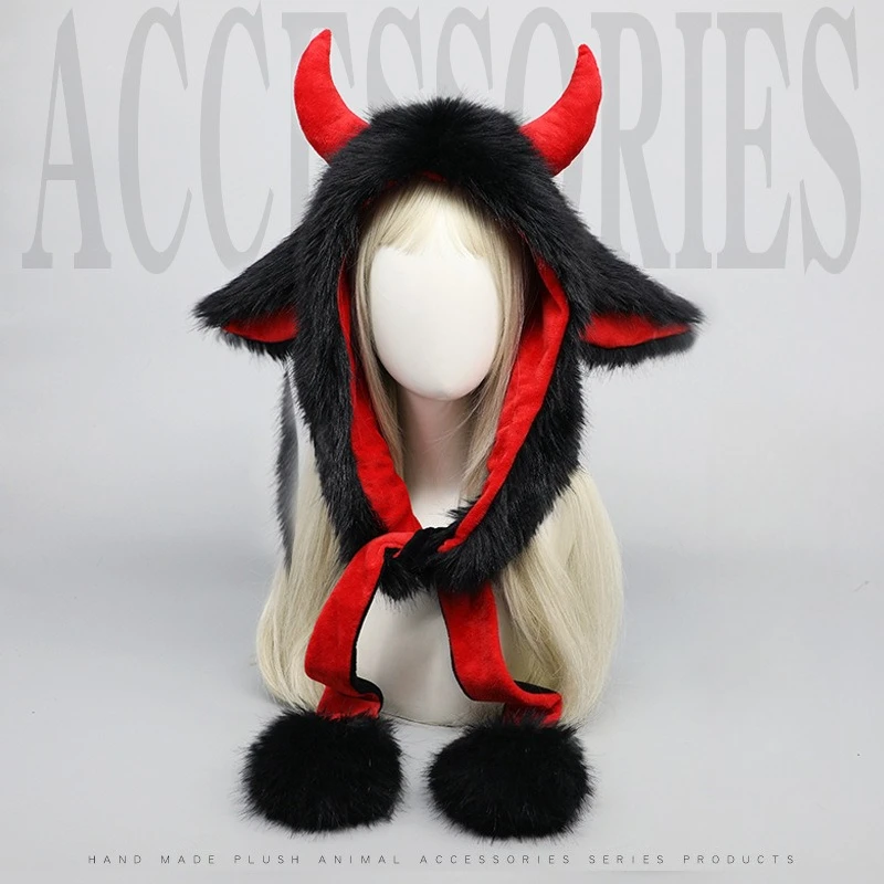 

Animal Ear Yak Plush Winter Hat: Outdoor Ear Protection Cap with Cute Beast Design for Cold Weather Streetwear Fashion