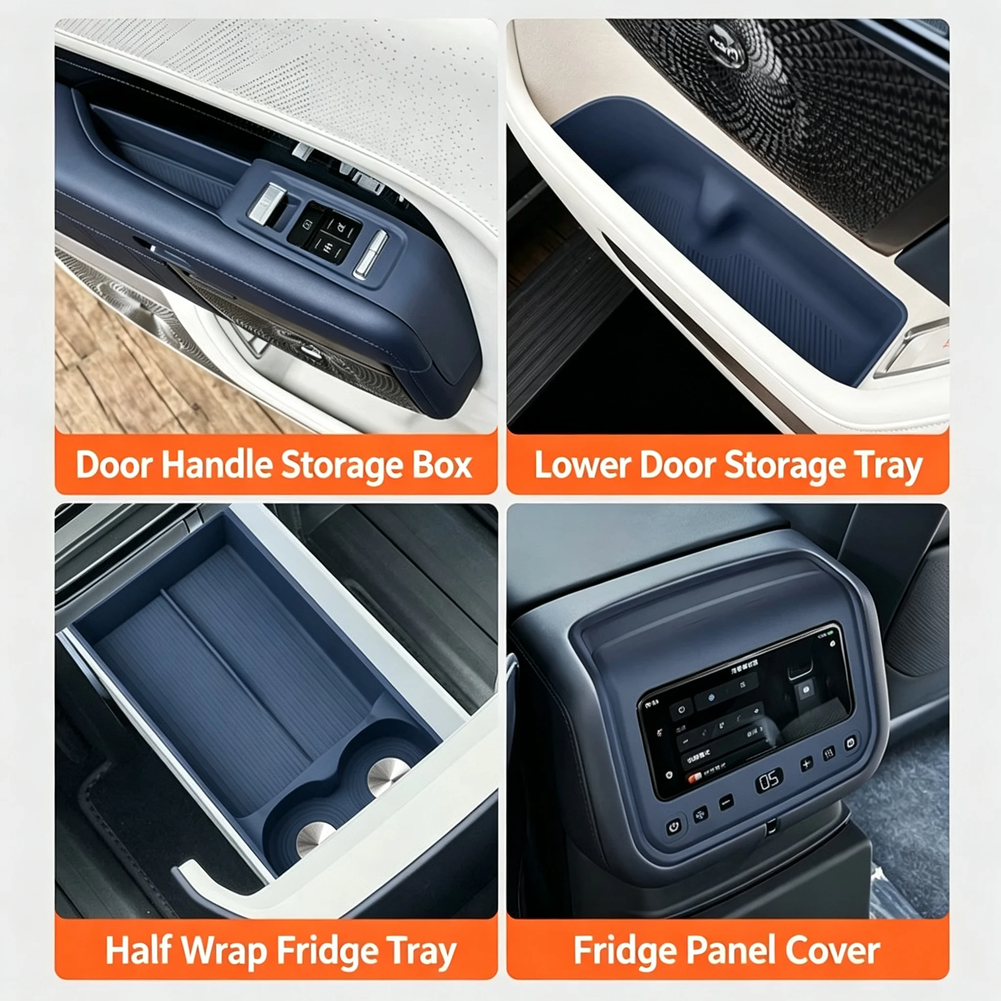Silicone Anti-Slip Mat & Storage Box Set for Zeekr 9X, Full Interior Protection Covers, Waterproof Wireless Charging Tray Access