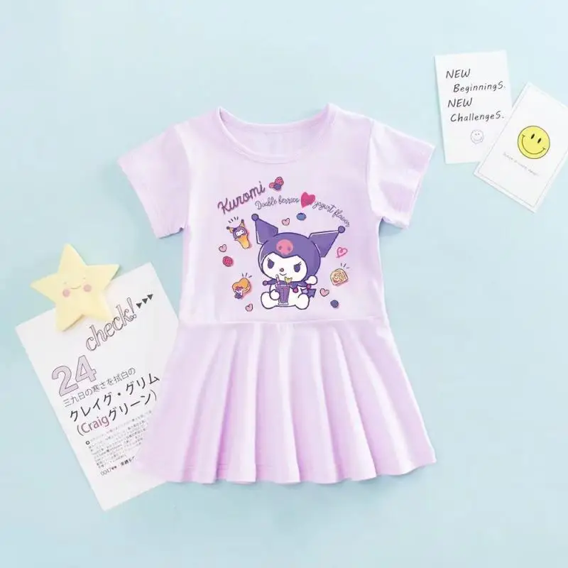 Girl's Dress Summer Fashionable Party Children's Wear Sequin Color Changing Clothes Cute Cartoon Kuromi