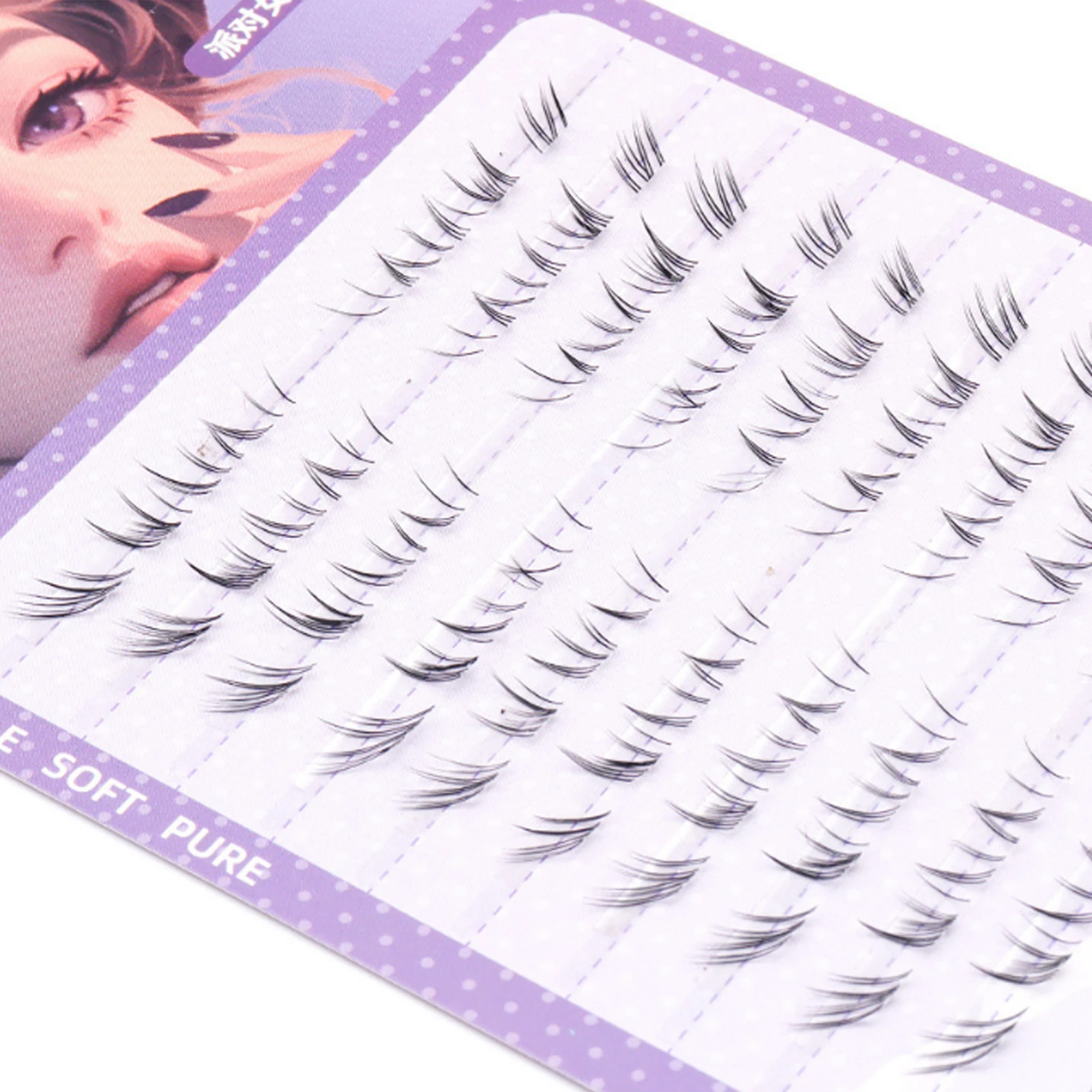 Falsche Wimpern im natürlichen Stil, 5–7 mm unter der Wimpern, schwarze C-Curl-Puppen-Unterwimpern für tägliches Make-up, einfach anzuwenden, angenehm zu tragen