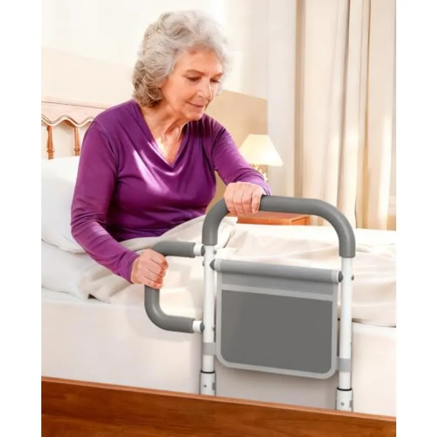 

Bed Rails for Elderly Adults Safety with Double Non-Slip Handle Storage Pouch Fits Most Bed Sizes Bed Assist Rails for Seniors