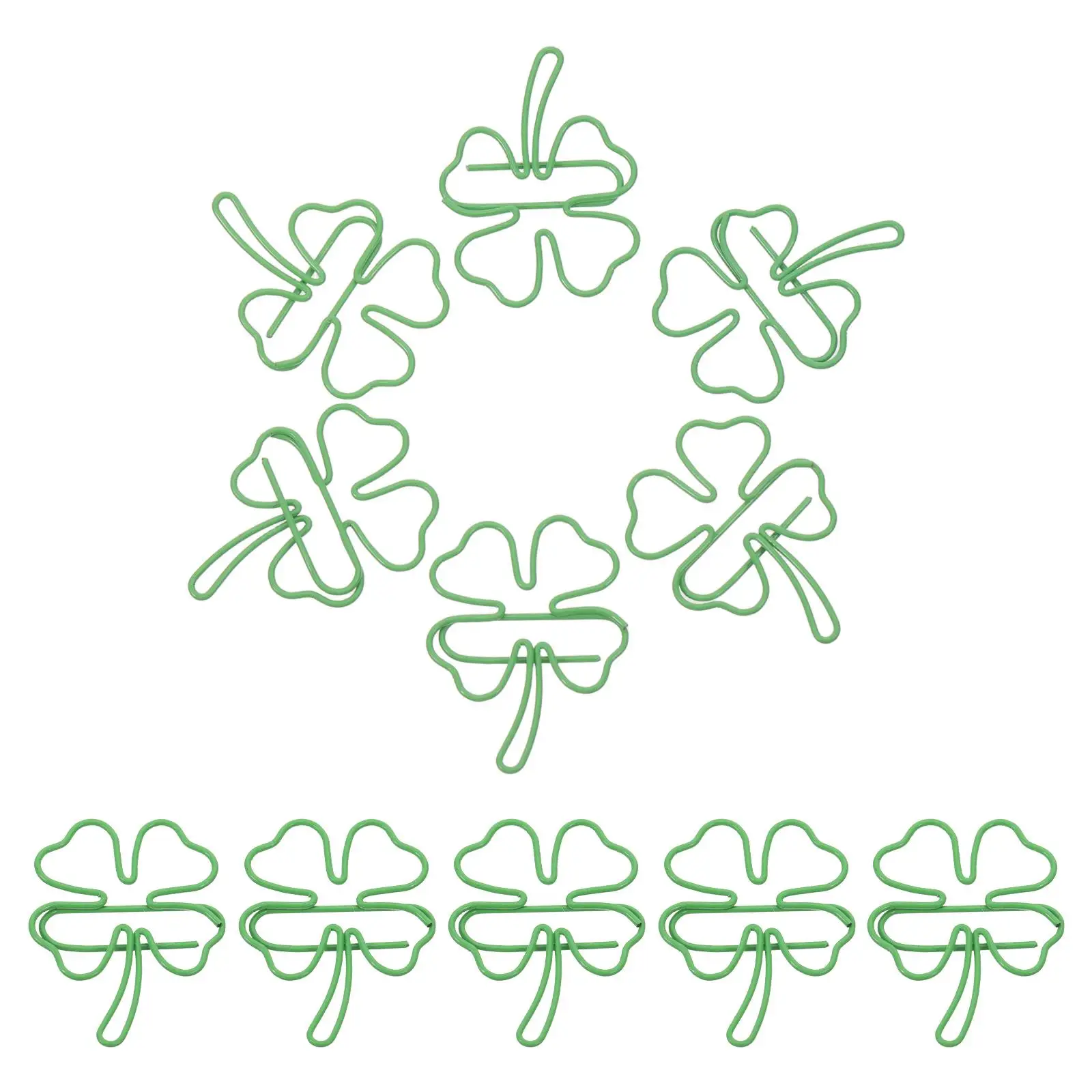 20pcs Shamrock Paper Clips Metal Bookmark Holder Office Supplies Saint Patricks Day Decorations Leaf Shape Bookmarks