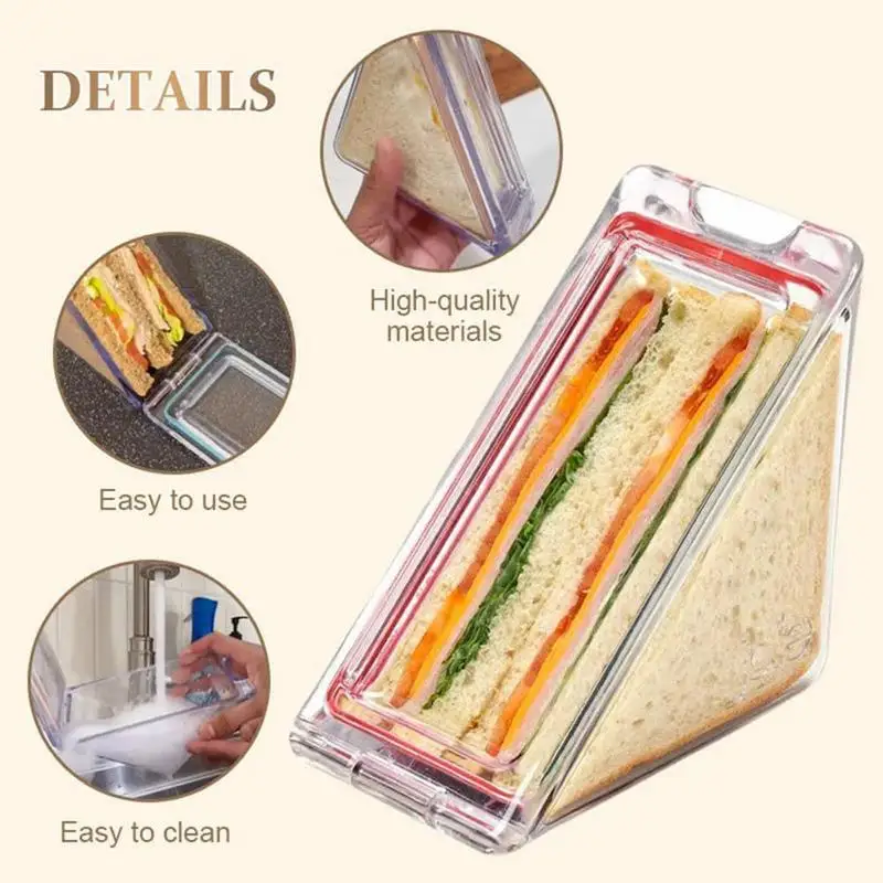 Triangle Sandwich Packaging Box Reusable Food Shape Preservation Box Food Grade Lunch Breakfast Containers For Picnics camping