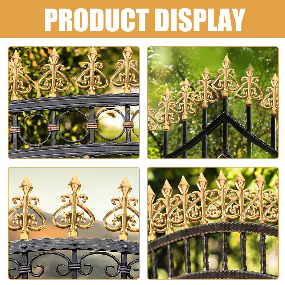 4 Pcs Garden Decoration Tip Trident Finials Quad Flare Fence Tops for Replacement Decorative Border Outdoor Cover