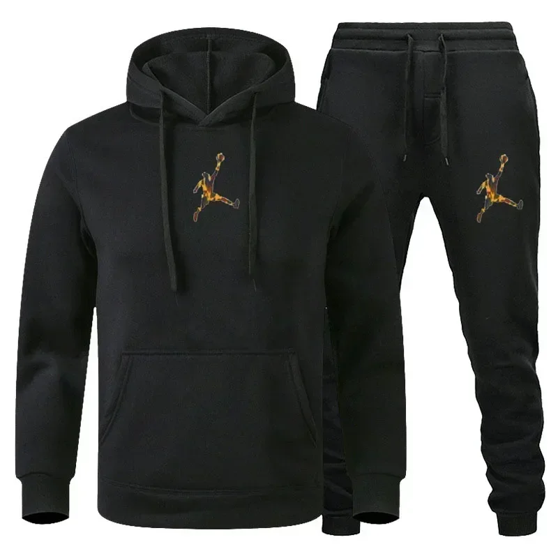 

Autumn and winter basketball men's casual jogging fitness sportswear, fashionable long-sleeved sportswear + casual pants