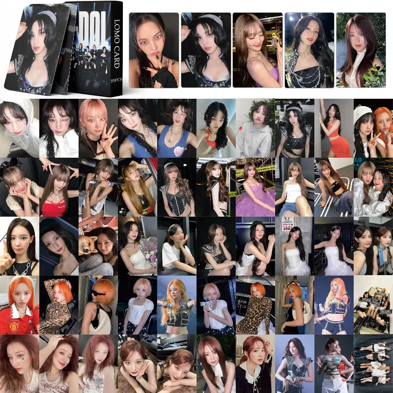 55Pcs/Set Kpop Idol (G)I-DLE Lomo Card Photocards GIDLE MiYeon Minnie YuQi ShuHua HD Printd Postcards Fans Gift