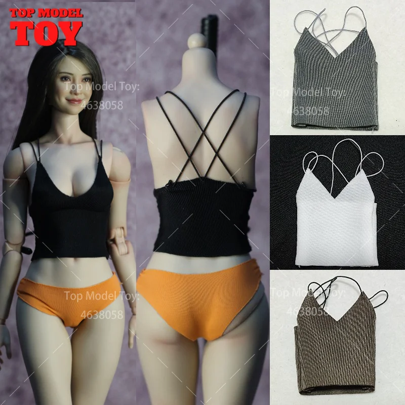 DMTOYS 1/6 Scale Knitted Bra V-neck Underwear Camisole Vest Clothes Model For 12'' Female Soldier TBL Action Figure Body Dolls