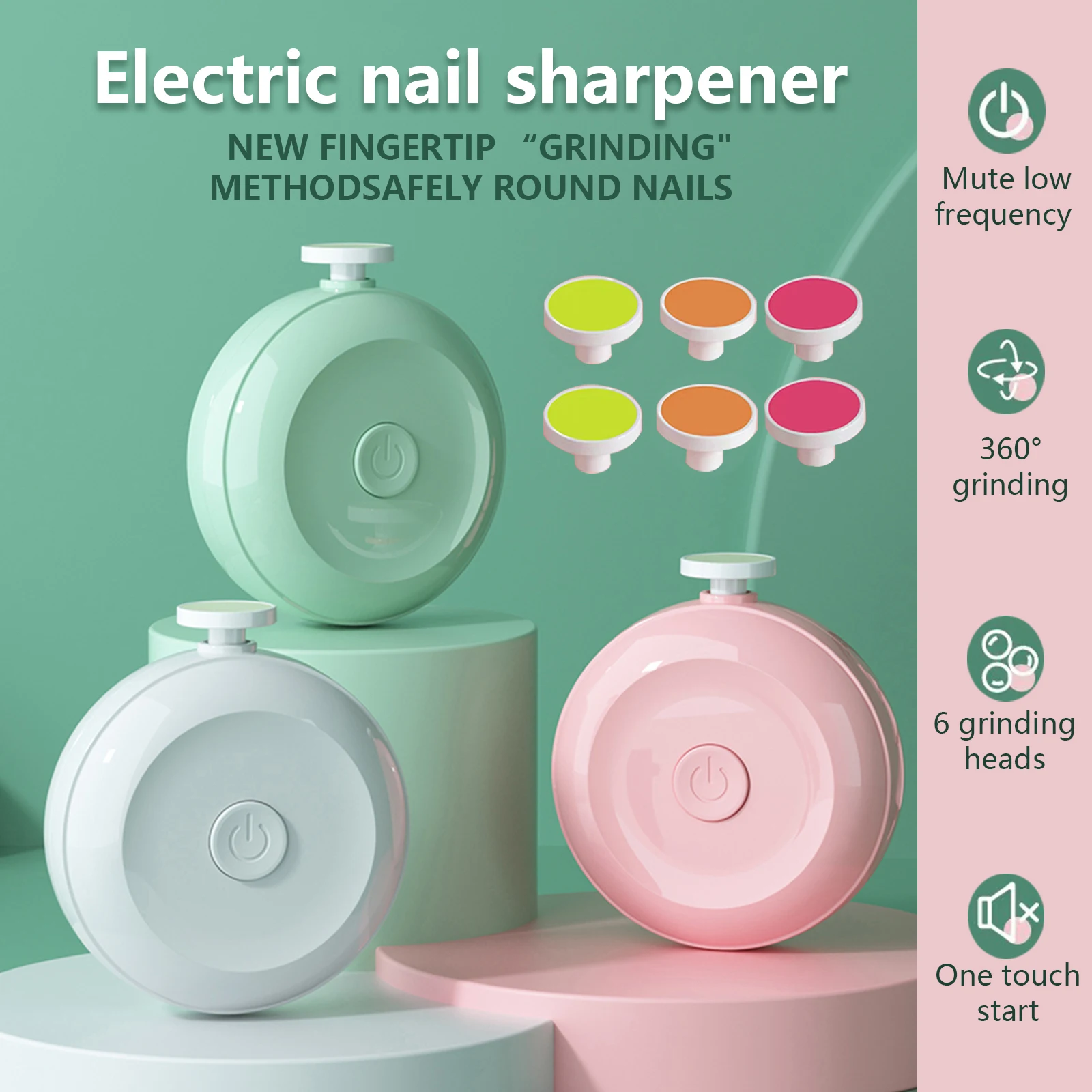 

Baby Nail Trimmer Electric Baby Nail Clippers Safe Baby Nail File Kit with 3/6 Replacement Pads Trim Polish Grooming Kit
