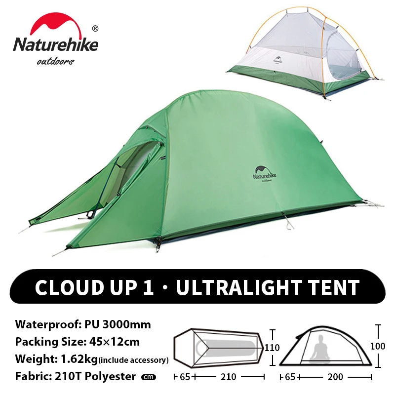 Naturehike Cloud Up Campingzelt für 1, 2, und 3 Personen, ultraleicht, wasserdicht, Trekkingzelte, Wandern, Rucksackreisen, Unterschlupfzelt, Reisetzelt 7