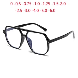 Feminine Polygon Anti Blue Rays Optical Myopia Eyeglasses TR90 Student Nearsighted Glasses For Women Diopter 0 -0.5 -0.75 To -6