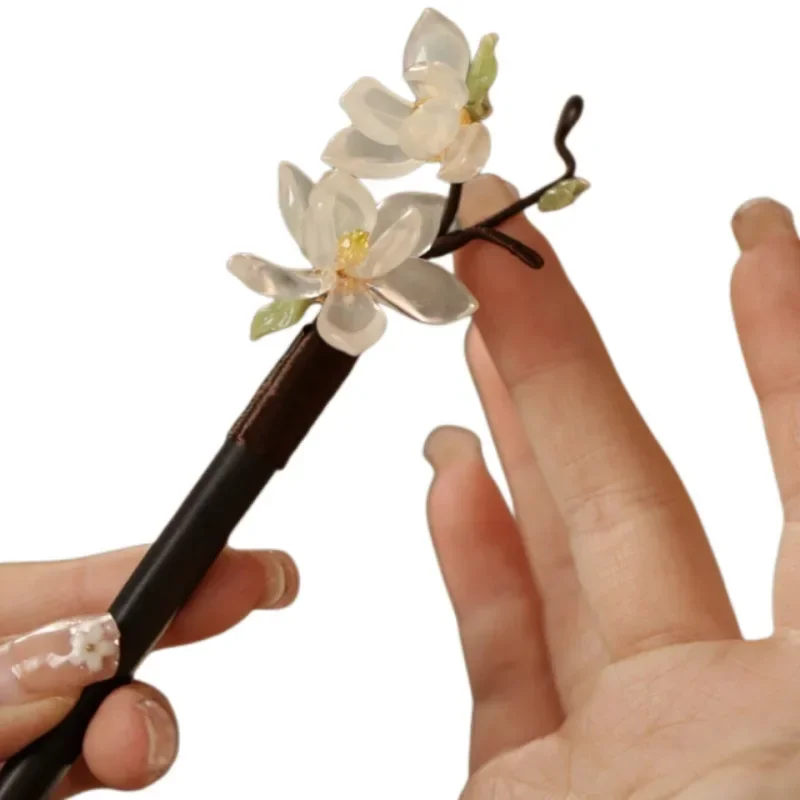 Chinese Vintage Wooden Hair Stick Step Shake Tassel Women\'s Ancient Hanfu Hair Accessories Orchid Hairpin Hairpin