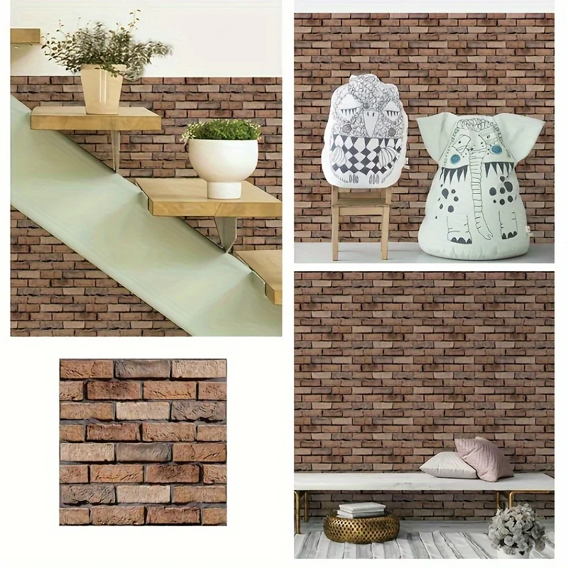 20Pcs 3D Stereo Wall Stickers Self-adhesive Wallpaper Brick Pattern Creative 3D Peel And Stick Heatproof Vinyl Waterproof