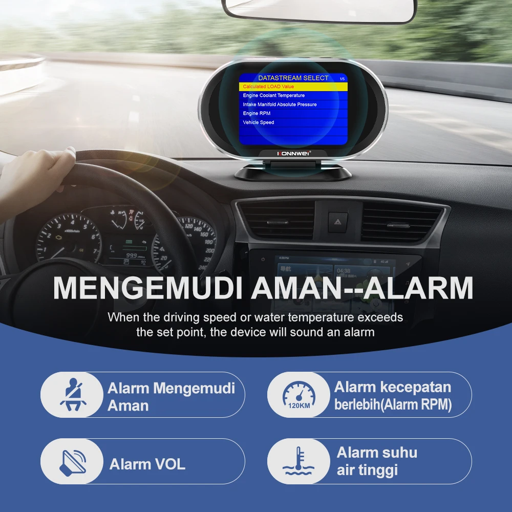 KONNWEI KW206 OBD 2 Scanner Car On-Board Computer Auto Digital Computer Display OBD 2 Scanner Fuel Consumption Water Temper