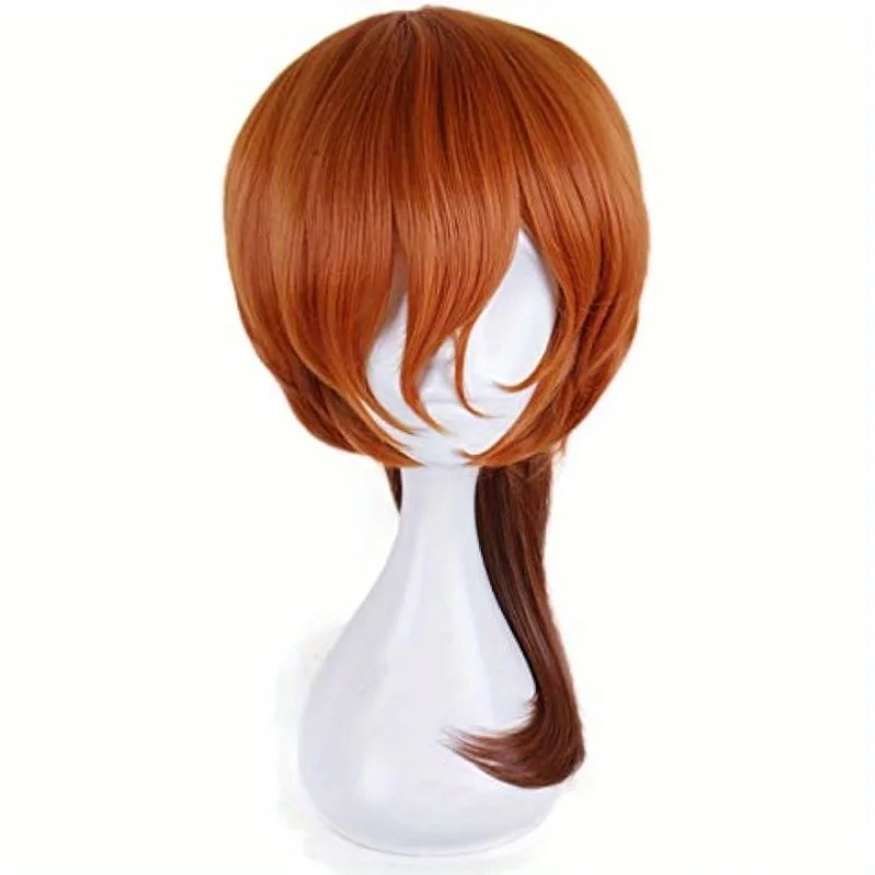 Peruka do cosplayu Bungo Stray Dogs, średniej długości, damska i męska, na Halloween, imprezę kostiumową, peruki anime, ciemny pomarańczowy ombre