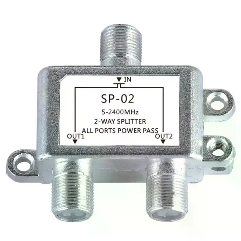 2 Way Coaxial Cable Splitter 5-2400MHz RG6 Compatible Work With Analog/Digital TV Connections And Internet Digital