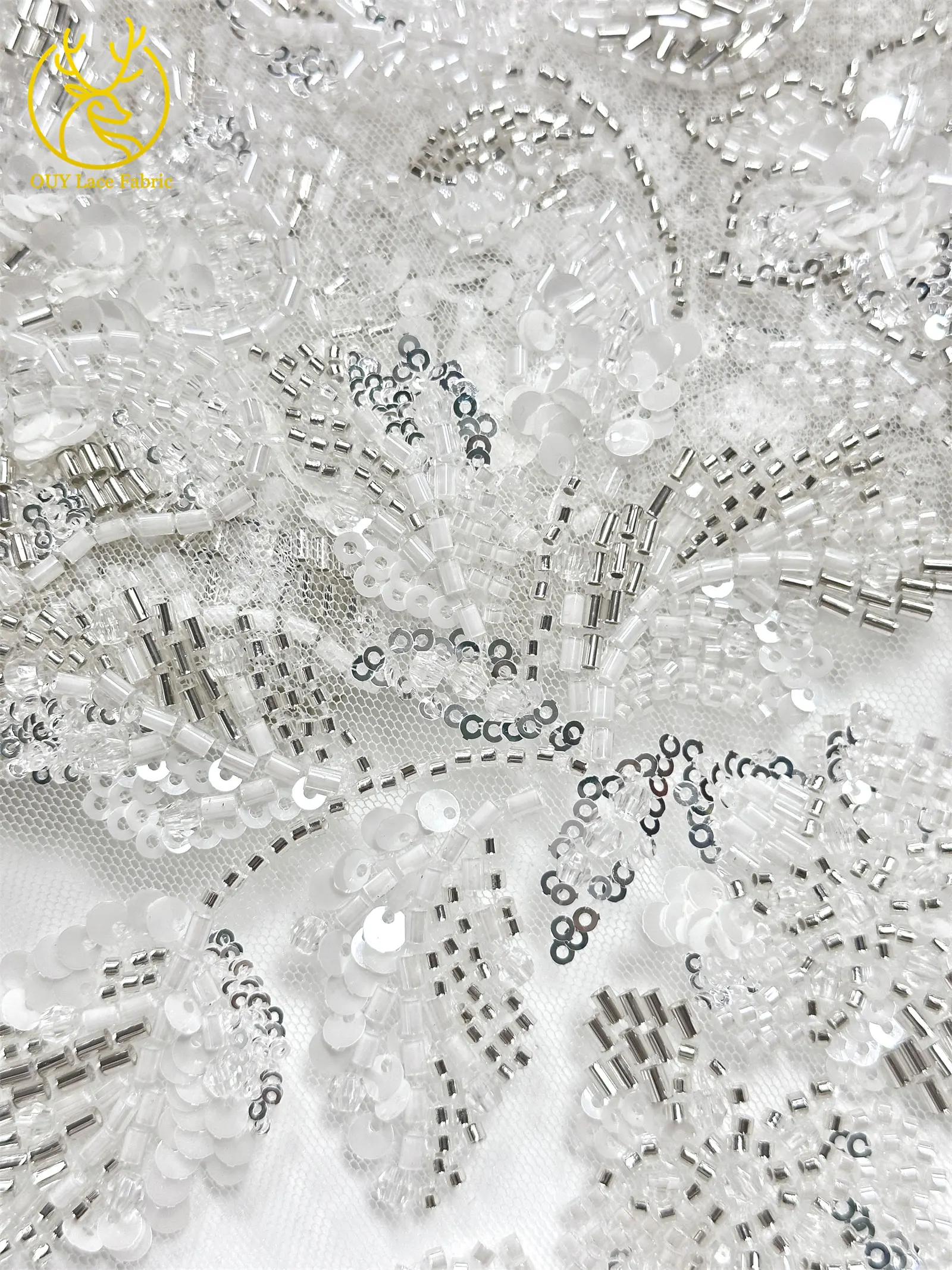 Elegantes neues Design, nigerianischer handgefertigter, stark perlenbesetzter Spitzenstoff, luxuriöse afrikanische französische Pailletten-Spitze für Damen-Partykleider zum Nähen – Detail 14