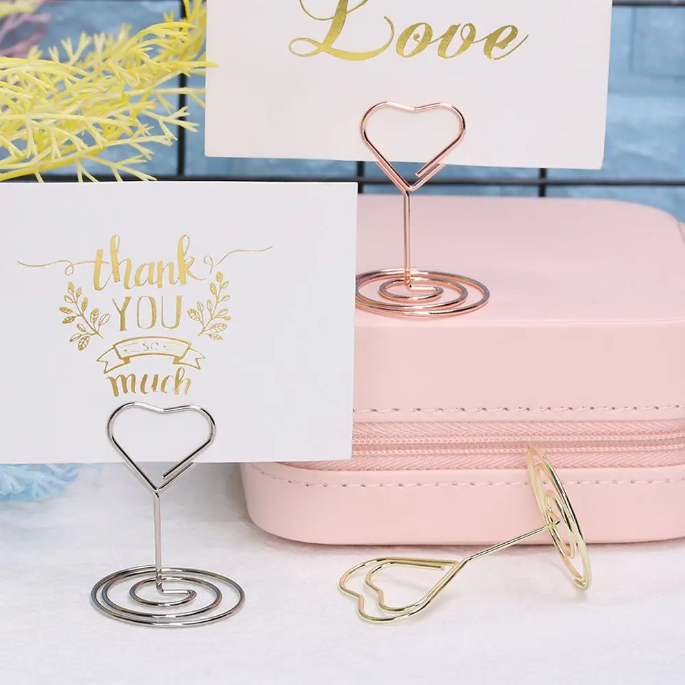 Paper Clamp Picture Cards Display Stand Heart Shape Wedding Supplies Clamps Stand Place Card Photos Clips Table Numbers Holder
