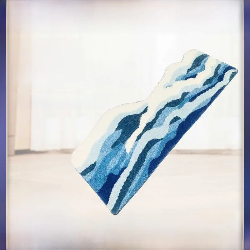 

Thiened Floing Batoom Carpet Anti-Slip Bedroom Door Mat Slovakian Sle Absorbent Floor Rug Wave Pattern Home Decor