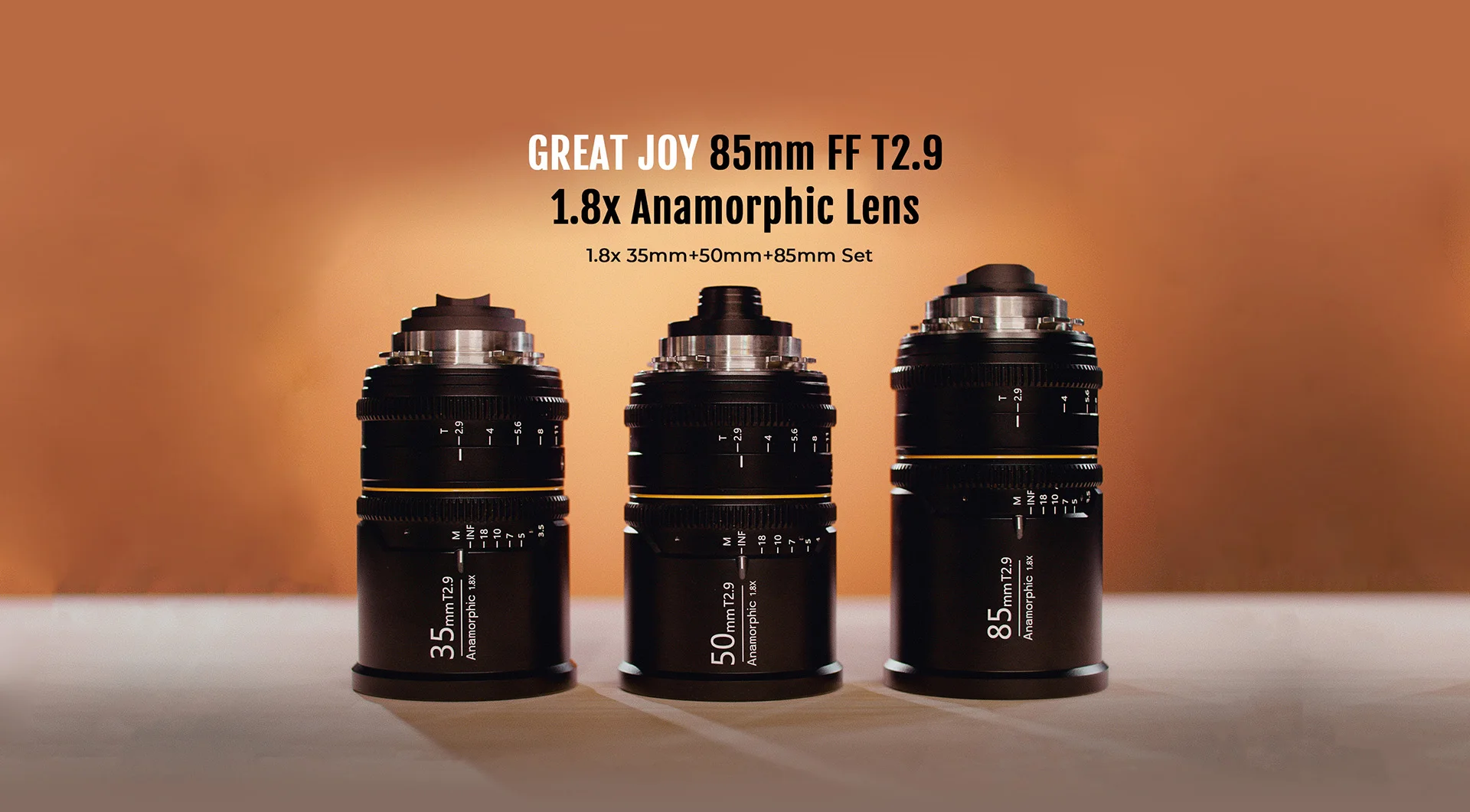 GREAT JOY 35mm T2.9 55mm T2.9 85mm T2.9 1.8x Anamorphic Lens Kit For PL/EF, E, RF, L, MFT M43 Mount Camera DHL Free Shipping