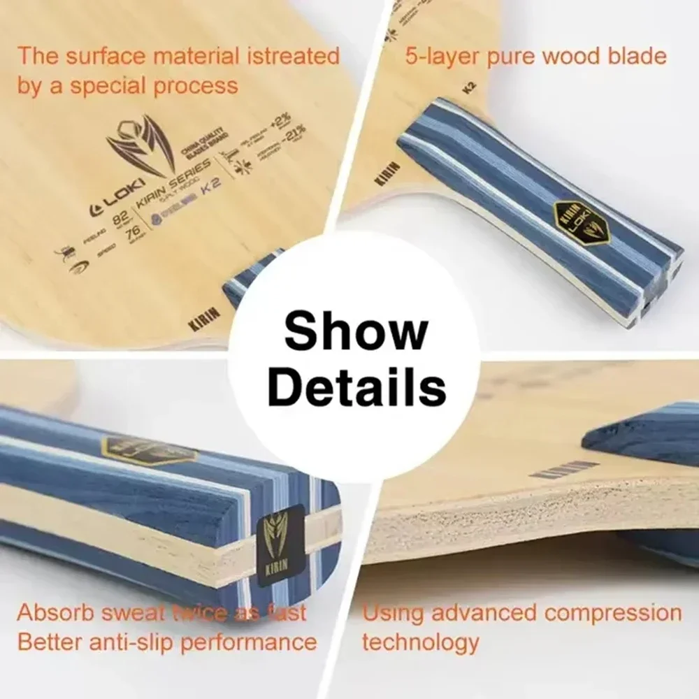 

Table Tennis Blade Fl Grip 5-layer Pure Wood Base Plate Ping Pong Paddle Pure Wood Carbon Beginner Gift For Friend Child