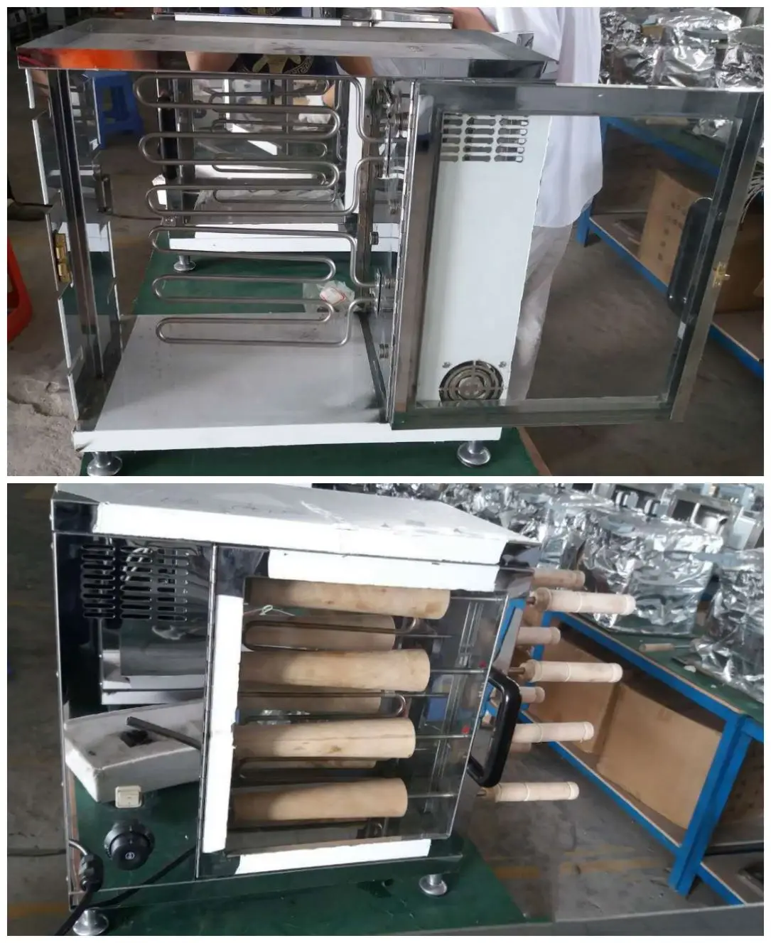 Kurtoskalacs Kurtos Kalacs Roller Chimney Cake Oven Kurtos Kalacs-macchina Bakery Snack Trdelnik Grill Machine Stainless Steel