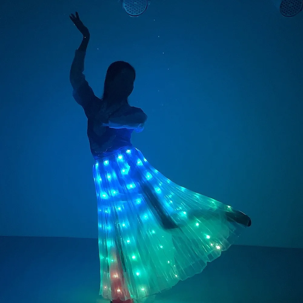 LED Dance Skirt Light Belly Dance Performance Props Luminous Dancewear Party Dance Stage Costumes Accessories For Adult