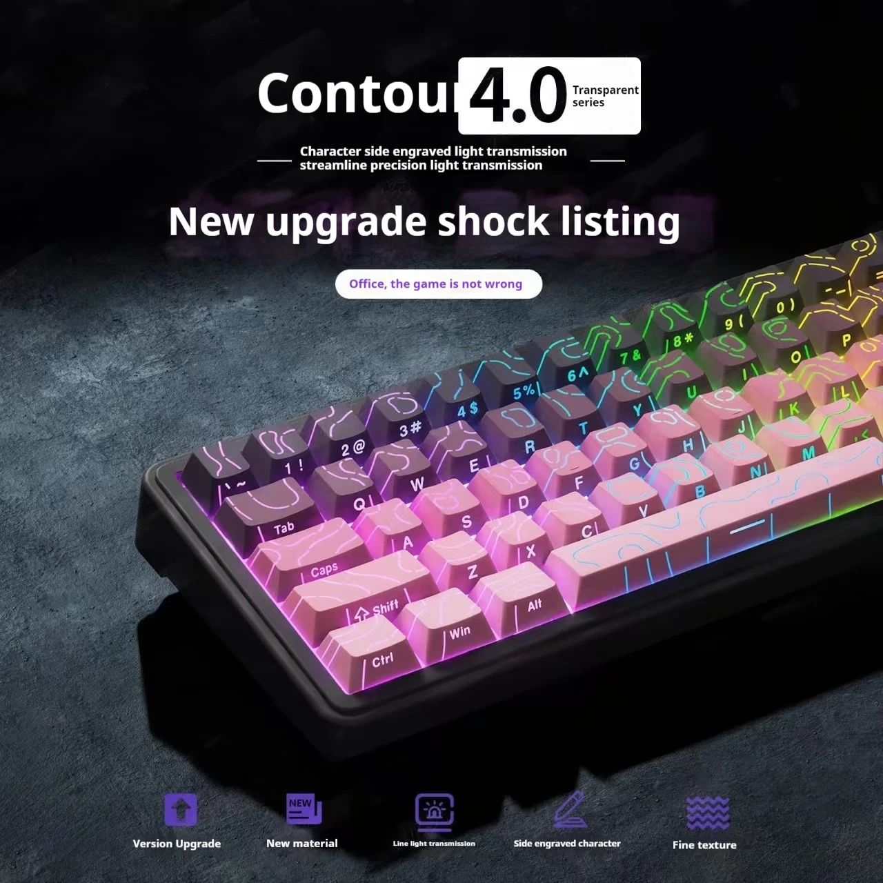 SUMREDA Contour Line 4.0 Side Engraved Keycap 98 Keys PBT Cherry Height For Magnetic Switch Mechanical Keyboard Customized