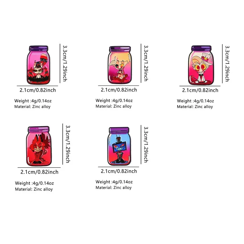 Cute Vaggie Monster Bottles Jar Happy Pill Enamel Pin Brooches for Lapel Pins Badge on Backpack Clothing Accessories Jewelry