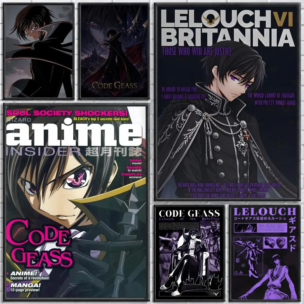 Anime Code Geass Poster Self-adhesive Art Waterproof Paper Sticker Coffee House Bar Room Wall Decor