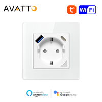 AVATTO EU Standard WiFi Socket,Tuya Smart Power Plug Outlet with USB/Type-C Charge,APP Remote Control,Work for Alexa Google Home