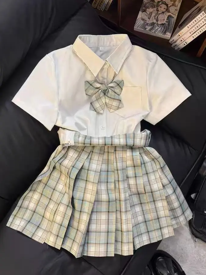 

Original Jk School Uniform Set Green Student Girl Versatile Gold Thread Embroidery Breathable Comfortable Four-Piece Suit
