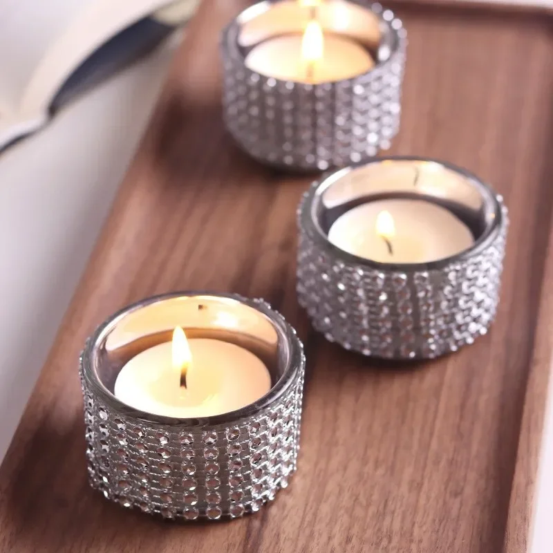 Candle Cup Set Electroplated Silver Candle Holder Glass Home Decoration Candle Cup Home Decorations