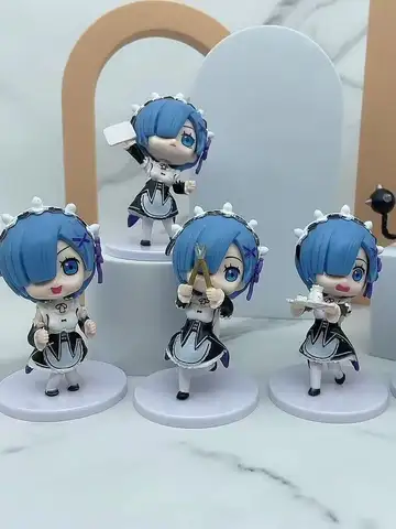Anime Rem Re: 제로와 다른 세계에서의 삶 카와이 소녀 잠옷 그림 렘 의자 PVC 컬렉션 모델 완구