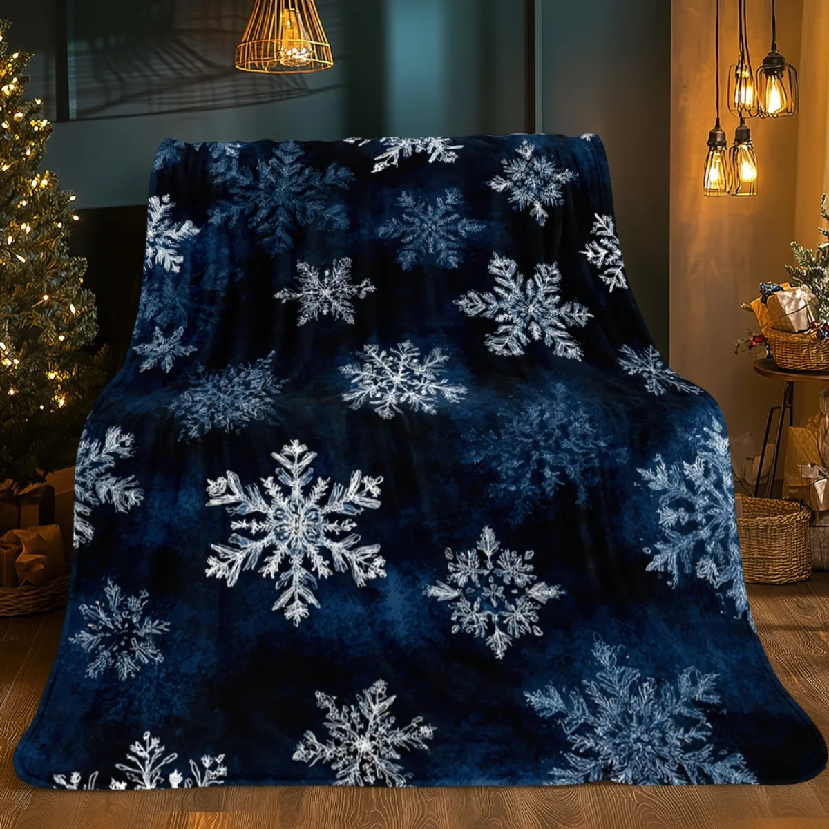 Maroon Vintage Cake Candle Horse Nutcracker Print Throw Blanket Multi Element Xmas Pattern Indoor Couch Lounge Blanket