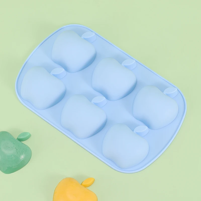 Silicone Mold 6 Hole Apple Baking Mould Cake Biscuit Bread Pudding Mousse Muffin Chocolate Jelly Ice Cube Soap Candle Maker