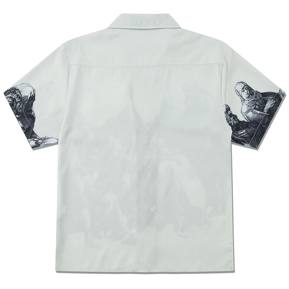 Y2K Vintage Shirt Men Summer Loose Casual Short Sleeve Button-Down Shirt Hip Hop Harajuku Oversized Streetwear Shirt 2026