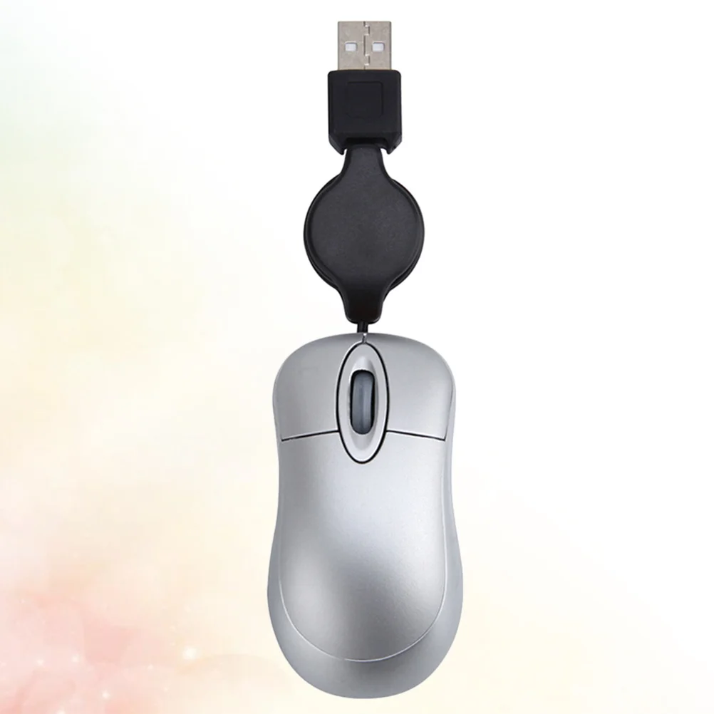 

USB Mini Telescopic Mouse Silver Portable Comfortable Grip Silent Optical Laptop Computer Mouse for Office Notebook Use