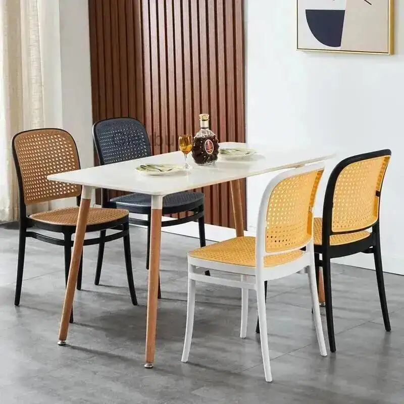 Dining Modern Durable Chair Stackable Hollow Outdoor Backrest Office Study Stool Commercial Space-Saving Furniture