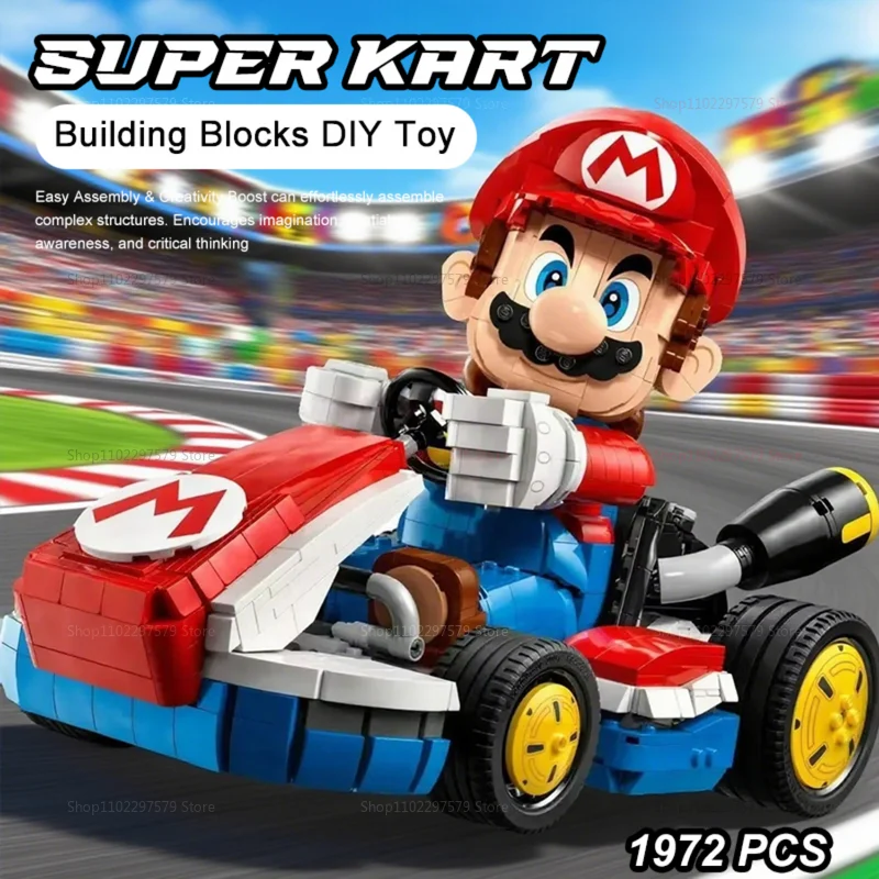 2025 nouveaux blocs de construction de Kart de course ensemble 1972 pièces briques à monter soi-même créatives jouet cadeau éducatif pour enfants garçon filles scène de jeu créative