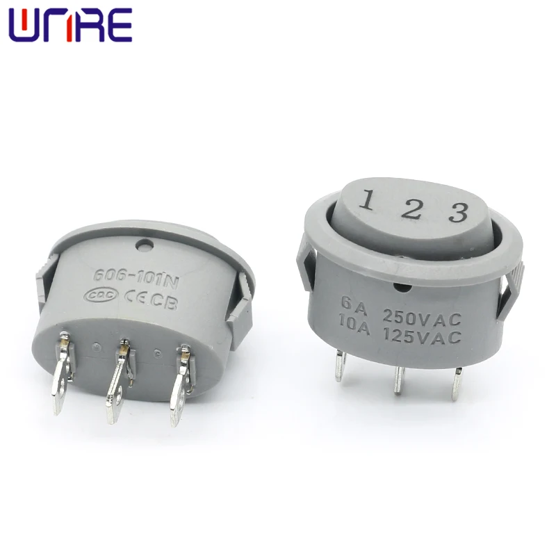 KCD606-101N 3 Pin Boat Switch Snap-in Rocker Position Switch Grey 6A 250VAC / 10A 125VAC