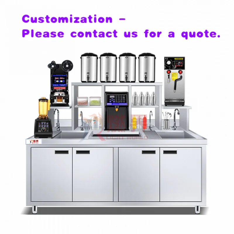 custom.Latest Design Boba Tea Equipment Working Table Bubble Milk Tea Counter
