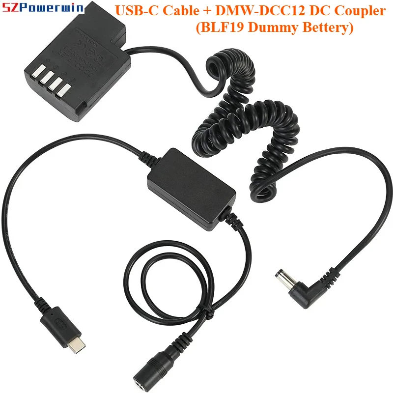 PD Type-C USB-C Convertor DMW-DCC12 DCC12 DC Coupler BLF-19 Dummy Battery for Panasonic Lumix DMC-GH3 GH4 GH3K GH4K GH5 G9