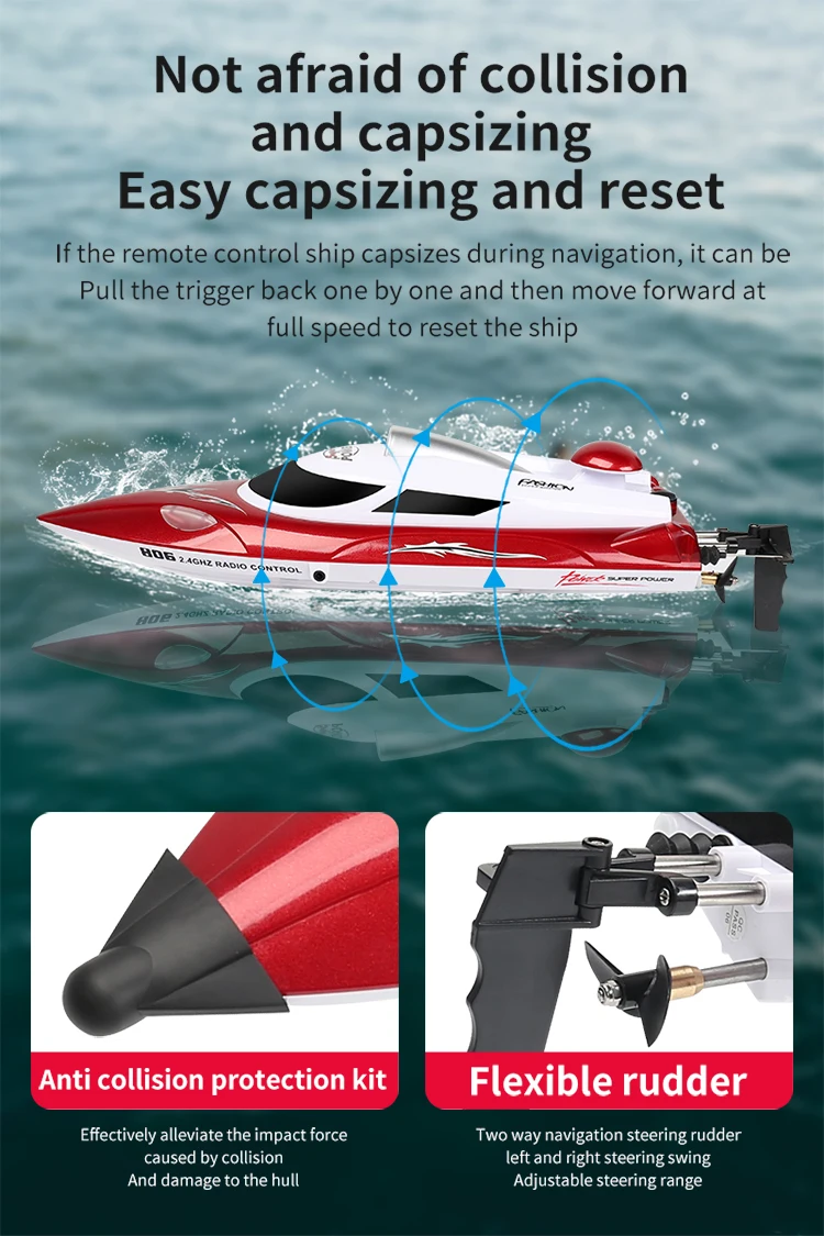 35km/H HJ806 2.4G High-Speed Remote Control Racing Boat With Water Cooling System /High Speed R/C boat Children Model Toys