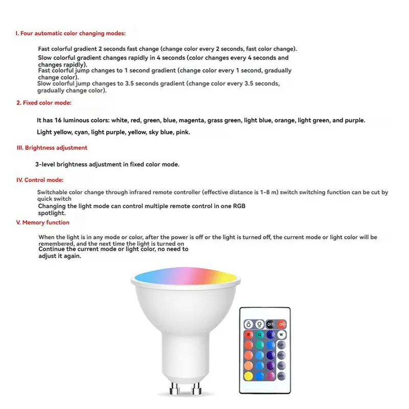 A63K-12Pcs Gu10 Bulbs And 3Remote Control With Memory Function 17Colors Changeable Spot Ligh 4Dynamic Lighting Modes