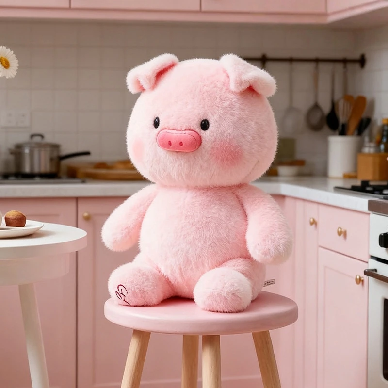 

Kawaii Run Piggy Plush Toy Fluffy Stuffed Highland Pink Pig Cow Perfect Birthday Christmas Gift for Kids Girls Animal Lovers