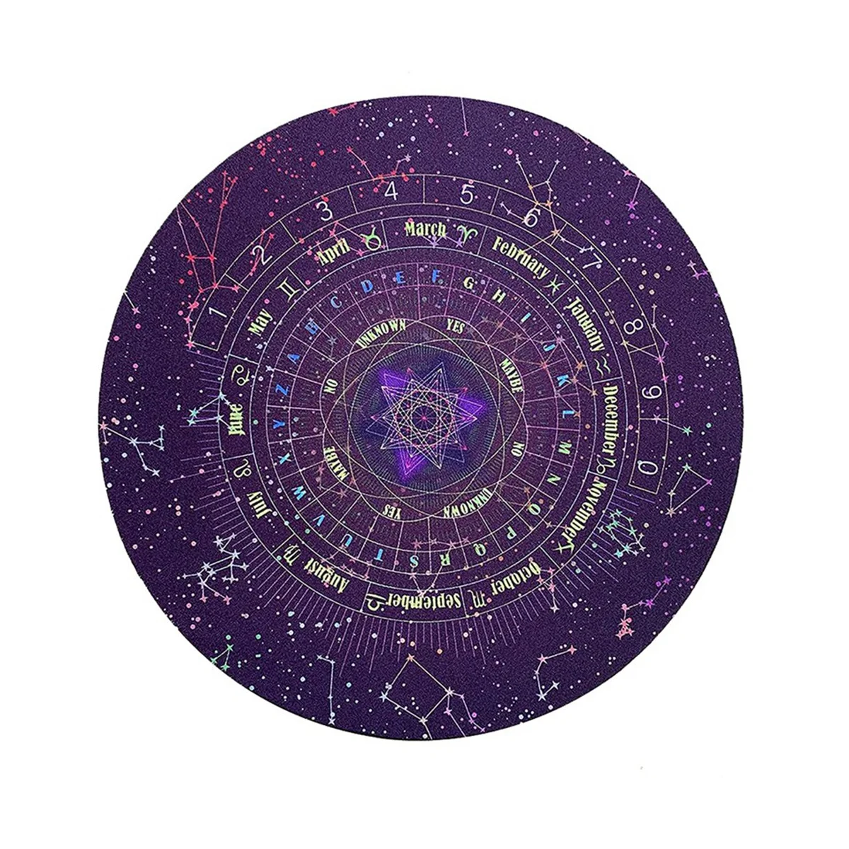 Divination Mat, Lightweight Round Shape Starry Sky Letter Rubber Astrology Pendulum Mat(Size:8.66 Inches)