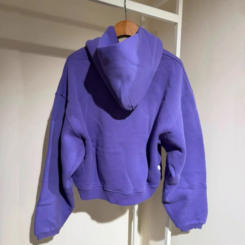 Ultra Loose Men Women Short Wide Boxy Streetwear ERL Hoody Chest Small Embroidered Logo Kangaroo Pocket Fleece Hooded Sweatshirt