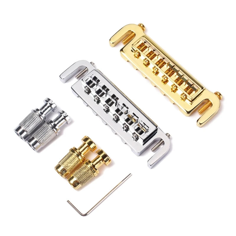 

6-String Guitar Roller Bridge Saddle Tailpiece Combo with Roller Adjustable Wraparound Bridge for Most Electric Guitar Dropship