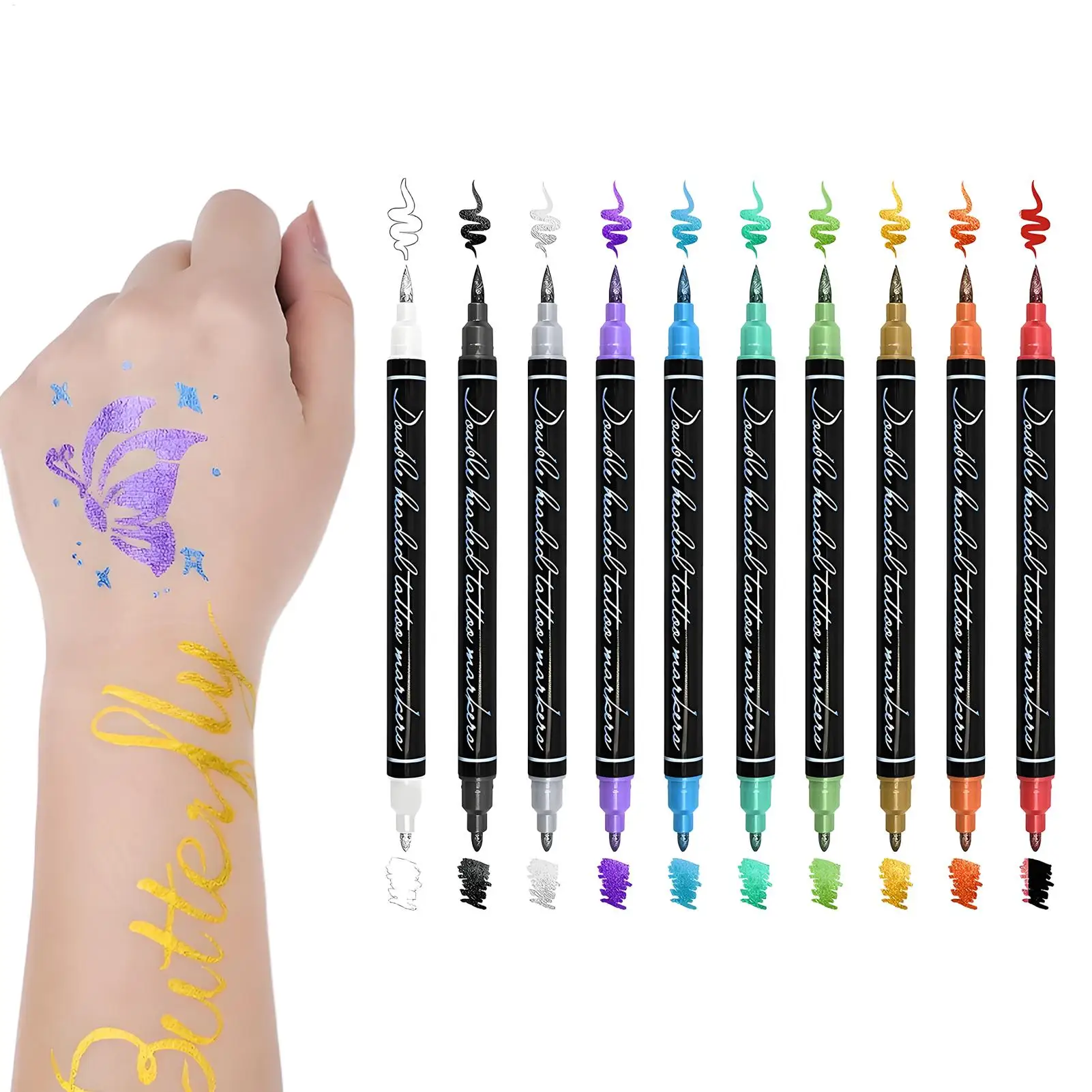 

Body Art Markers for Skin 10 Color Double Tip Temporary Skin Markers Washable Art Supplies for Drawing Daily Men Women Teens
